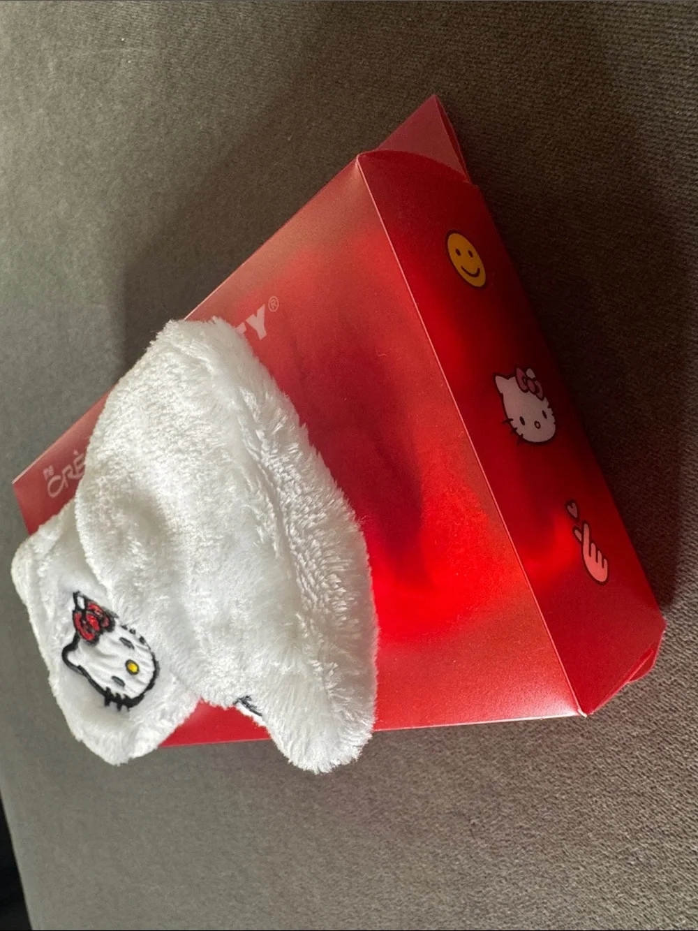 The Crème Shop Hello Kitty Plush Spa Headband White Bow Red Polka Dot NEW